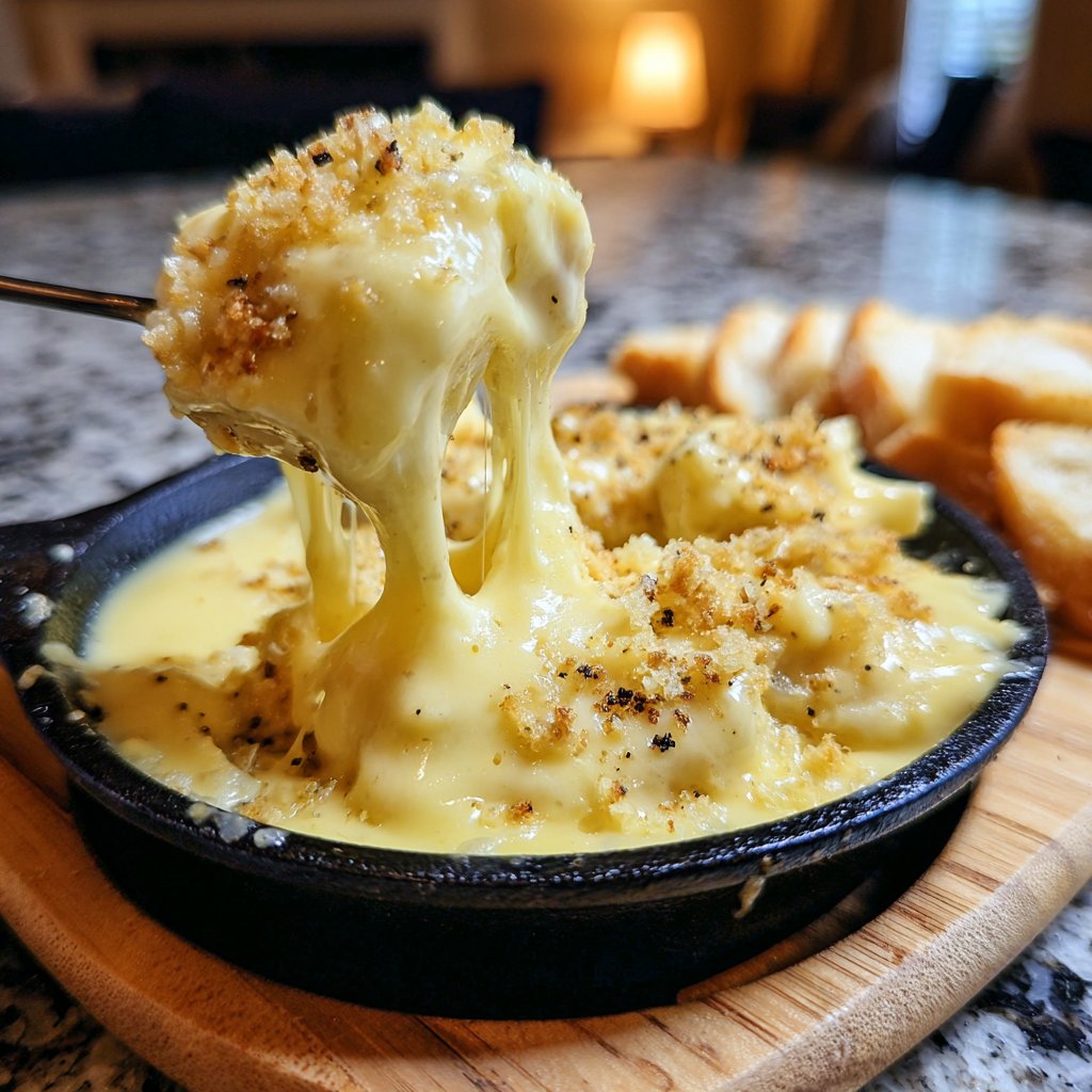 Fondue with Swiss Cheese and Garlic