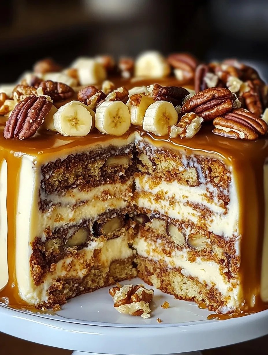 Banana Walnut Caramel Pecan Cake